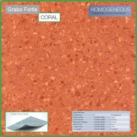Цвят Coral T Fortis на Grabo хомогенна винилова настилка на рула, 2.0mm PVC