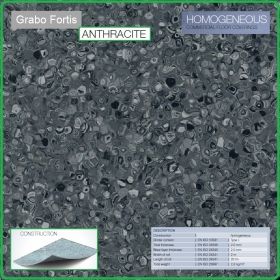 Цвят Anthracite T Fortis на Grabo хомогенна винилова настилка на рула, 2.0mm PVC