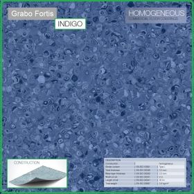 Цвят Indigo T Fortis на Grabo хомогенна винилова настилка на рула, 2.0mm PVC